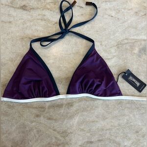 New with tags Vilebrequin Anchor Print|Purple Reversible Triangle Bikini Top!